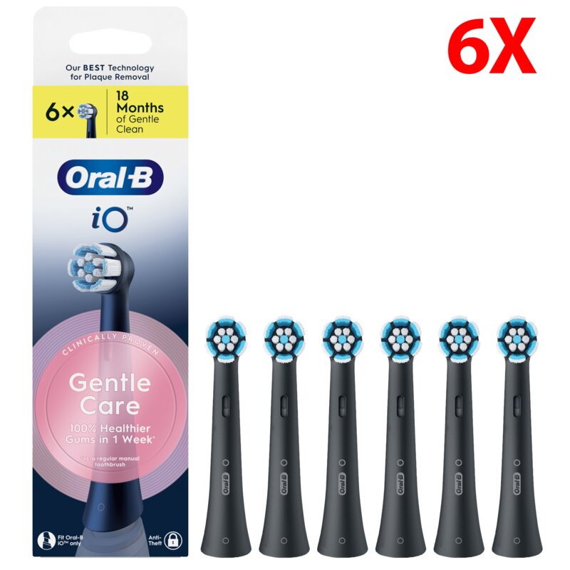 Końcówki do szczoteczki ORAL-B Gentle Care White (Zestaw 6 szt. XXL Pack) Czarny