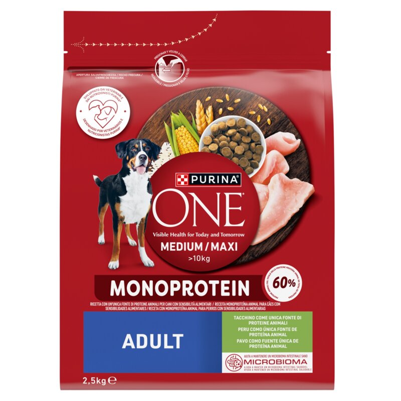 Karma dla psa PURINA ONE Adult Medium Maxi Monoprotein Indyk 2.5 kg