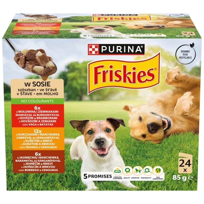 PURINA Friskies Kawałki w sosie - mokra karma dla psa - 24x85g
