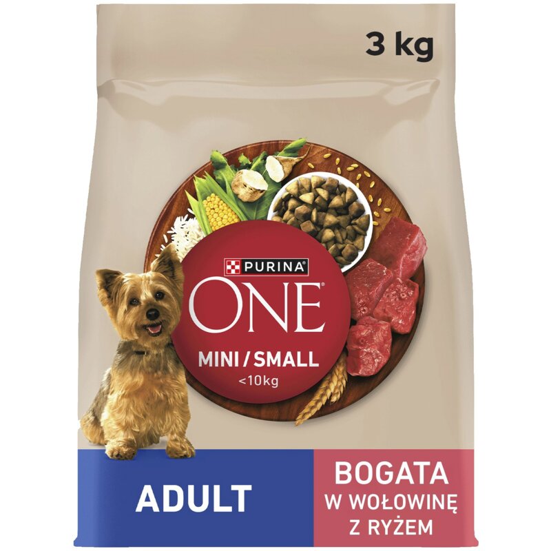 Karma dla psa PURINA ONE Mini Adult Wołowina z ryżem 3 kg