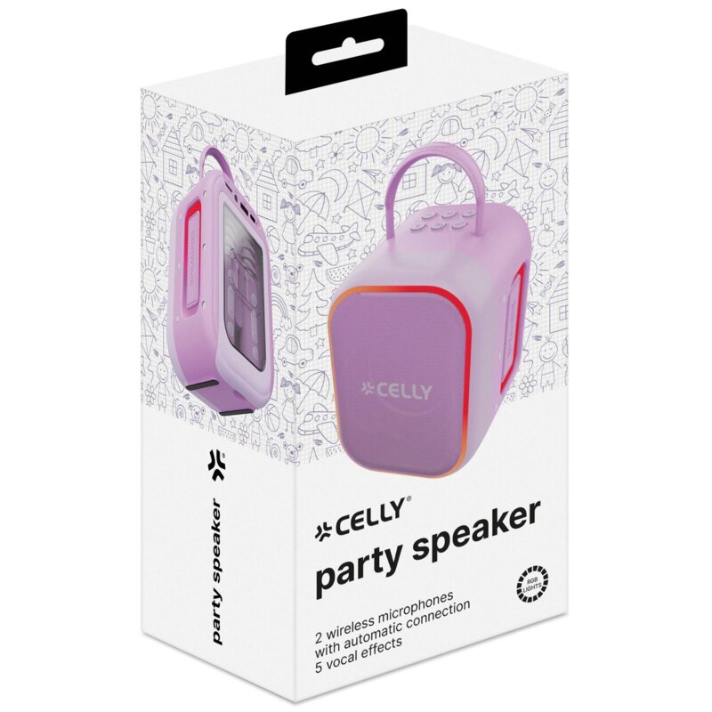 Zabawka głośnik mobilny CELLY Partykids2vl Karaoke Fioletowy