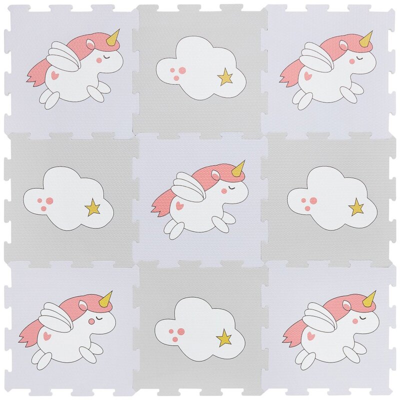 Mata piankowa SMILY PLAY Puzzle Jednorożce i chmurki 31.5 x 31.5 x 9.5 cm (9 elementów)