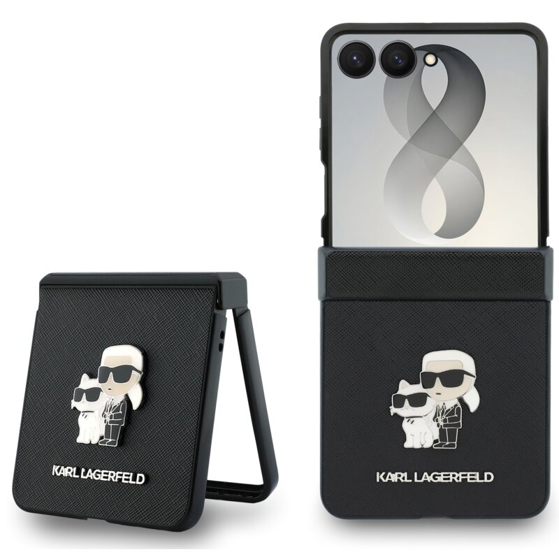 Etui KARL LAGERFELD Karl & Choupette Soffiano Pins do Samsung Galaxy Z Flip 8 Czarny