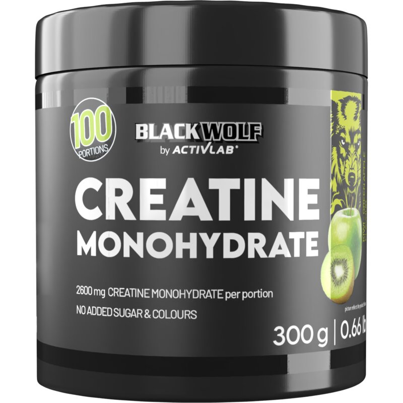 Monohydrat kreatyny ACTIVLAB Black Wolf Kiwi i zielone jabłko (300 g)