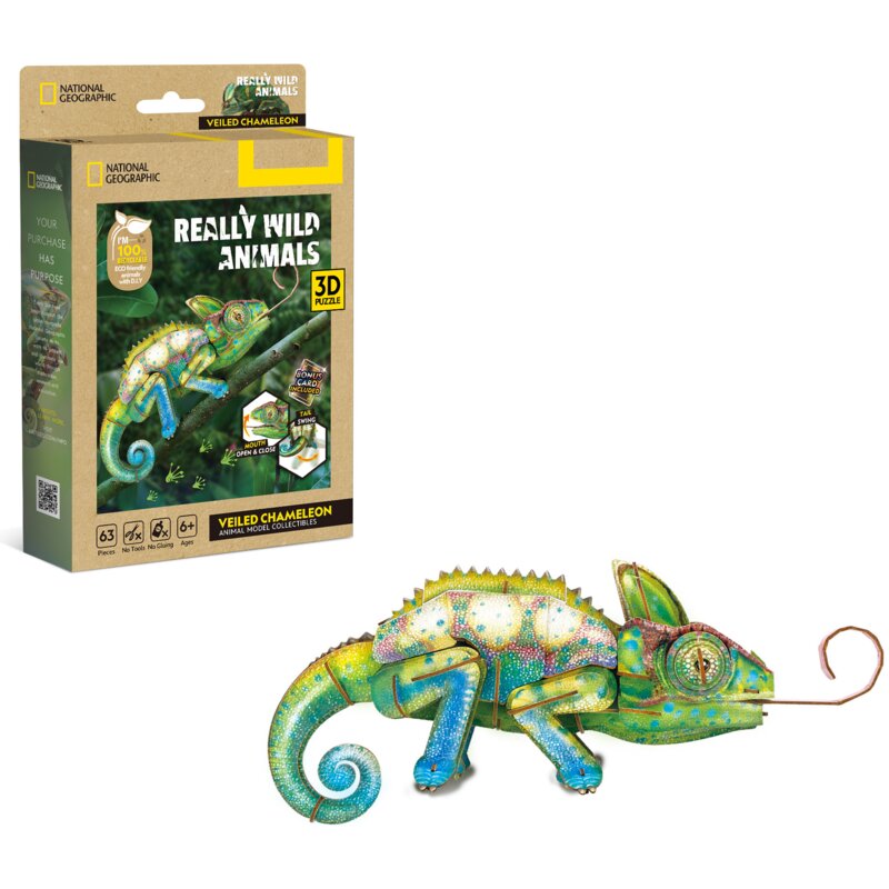 Puzzle 3D CUBIC FUN National Geographic Kameleon (63 elementy)