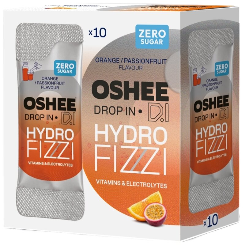 Napój dla sportowców OSHEE Drop In HydroFizzi ZERO Pomarańcza-marakuja (10 saszetek)