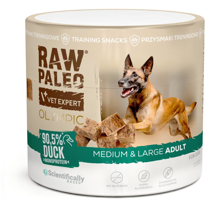 VETEXPERT Raw Paleo Olympic Duck Medium Large Mono - przysmak dla psa - 90g