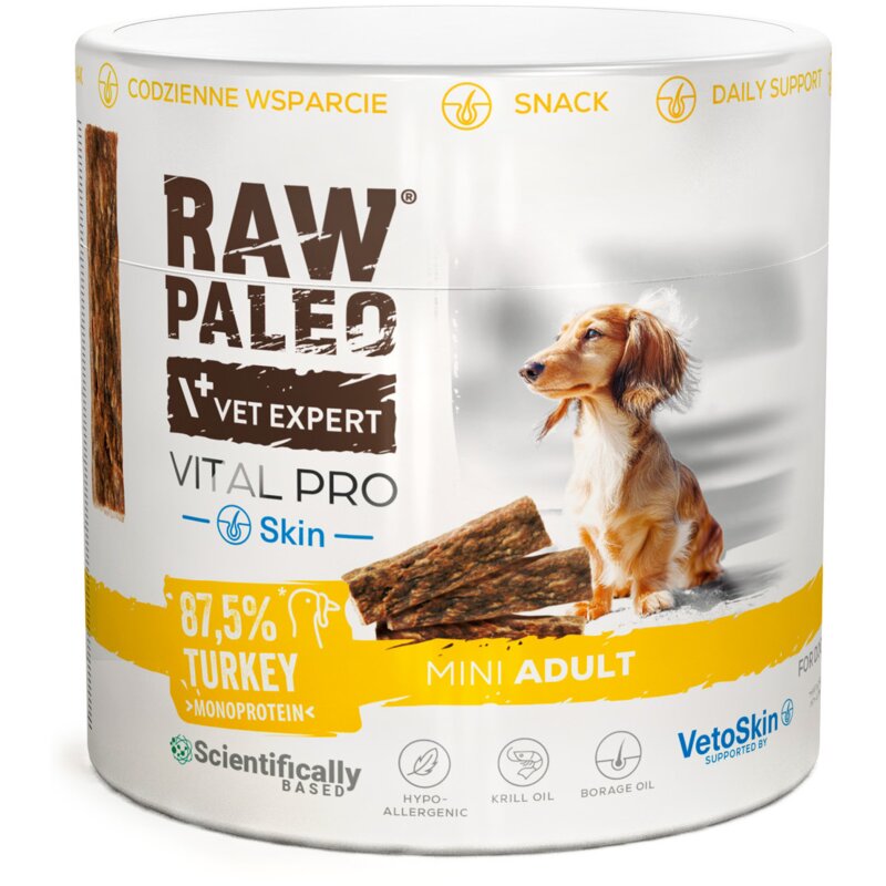 VETEXPERT Raw Paleo Vital Pro Skin & Coat Turkey Mini Mono - przysmak dla psa - 100g