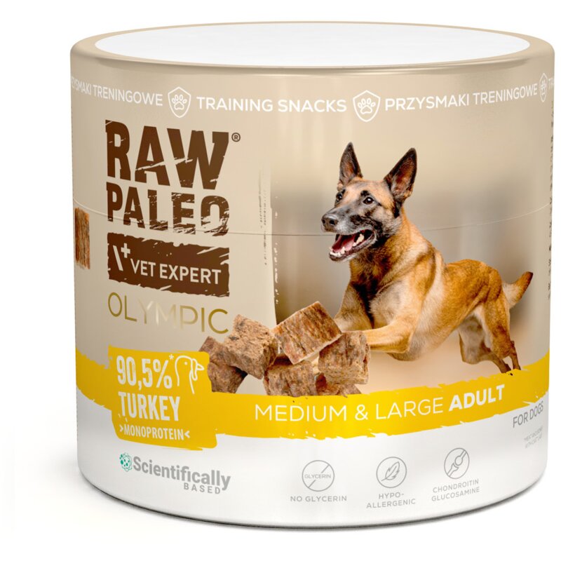 VETEXPERT Raw Paleo Olympic Turkey Medium Large Mono - przysmak dla psa - 90g