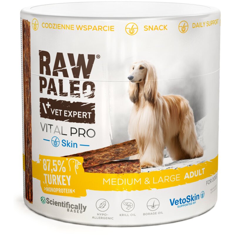 VETEXPERT Raw Paleo Vital Pro Skin & Coat Turkey Medium Large Mono - przysmak dla psa - 100g