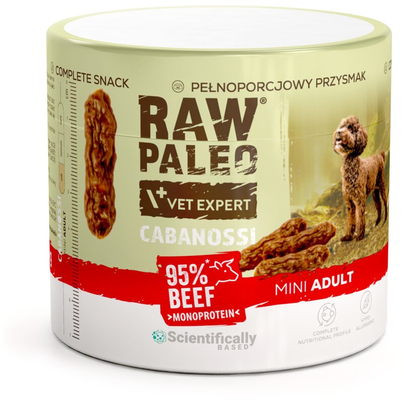 VETEXPERT Raw Paleo Cabanossi Beef Mini Mono - przysmak dla psa - 100g