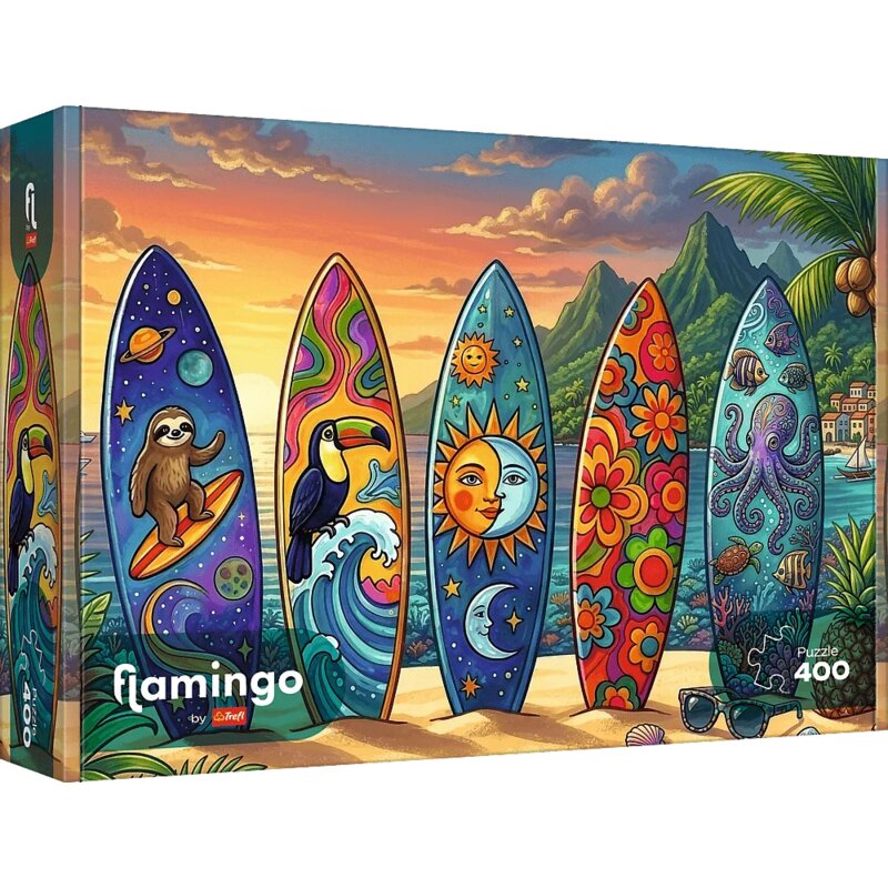 Puzzle TREFL Flamingo Letnia przygoda na fali 11214 (400 elementów)