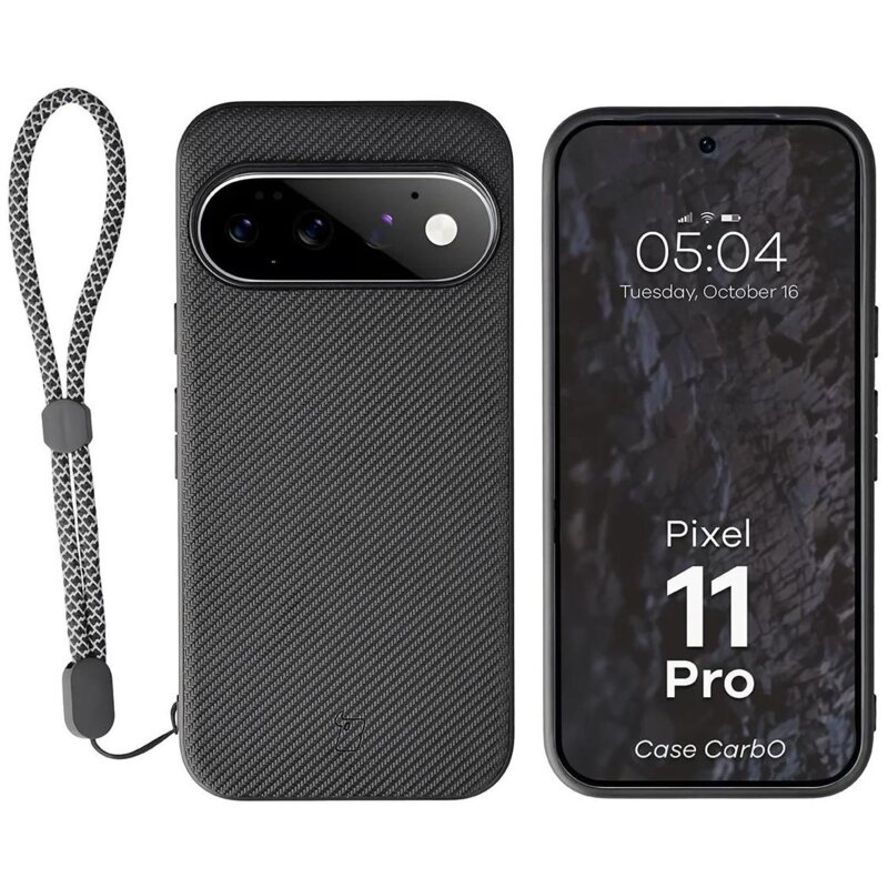 Etui BIZON Case CarbO MagSafe do Google Pixel 11 Pro Czarny
