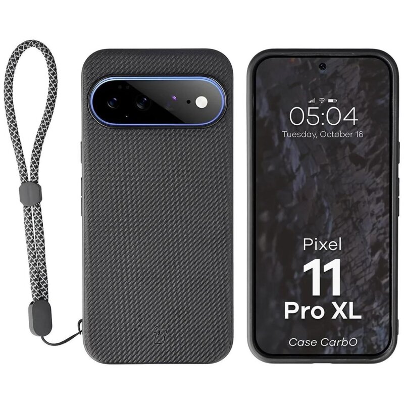 Etui BIZON Case CarbO MagSafe do Google Pixel 11 Pro XL Czarny