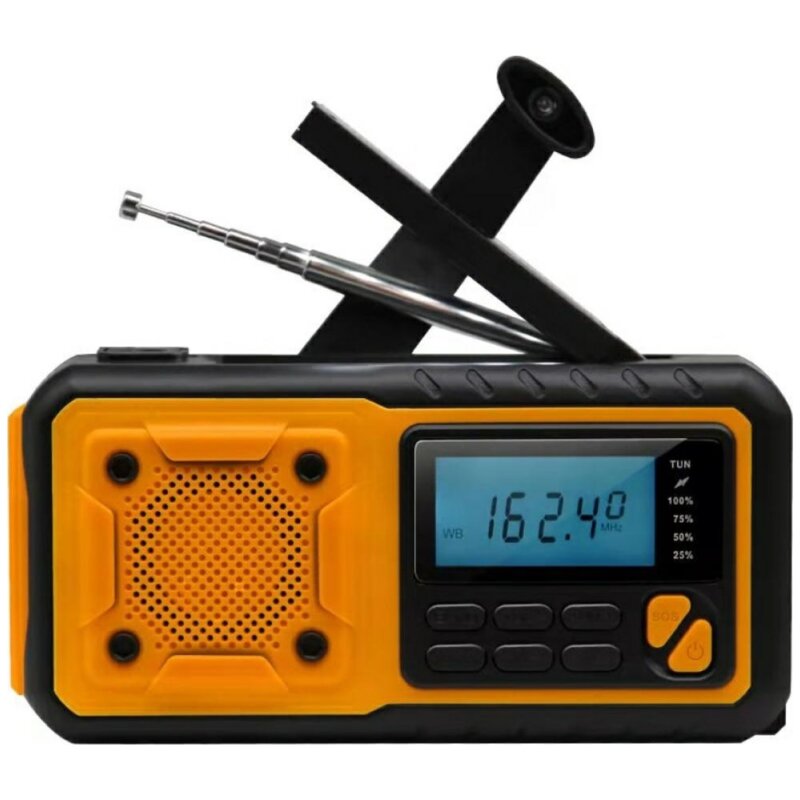 NO NAME Radio awaryjne AM/FM IPX3 z dynamem, latarką, powerbankiem i