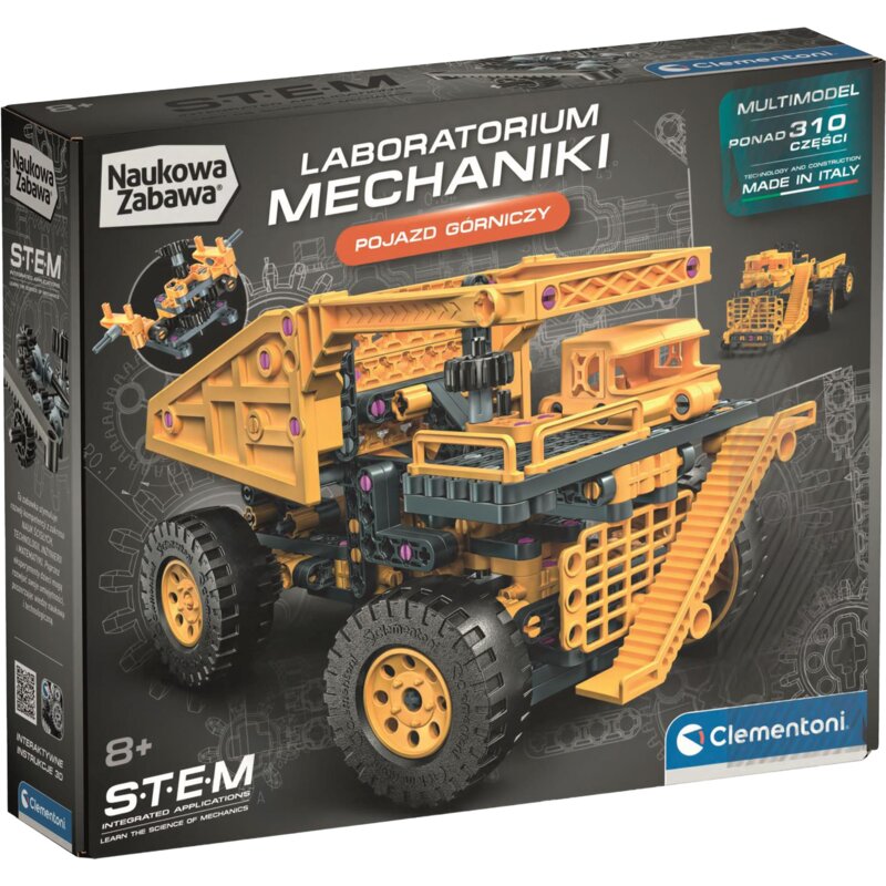 Klocki plastikowe CLEMENTONI Naukowa zabawa Laboratorium mechaniki Pojazd górniczy 50445
