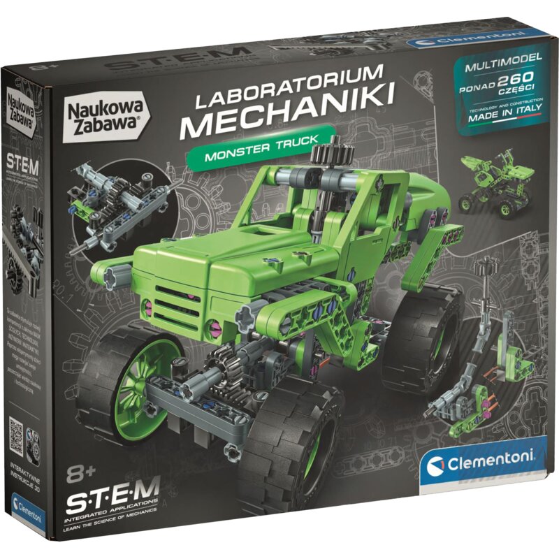 Klocki plastikowe CLEMENTONI Naukowa zabawa Laboratorium mechaniki Monster Truck 50287
