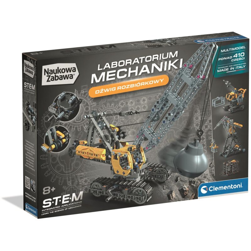 Klocki plastikowe CLEMENTONI Naukowa Zabawa Laboratorium Mechaniki Dźwig rozbiórkowy 50465