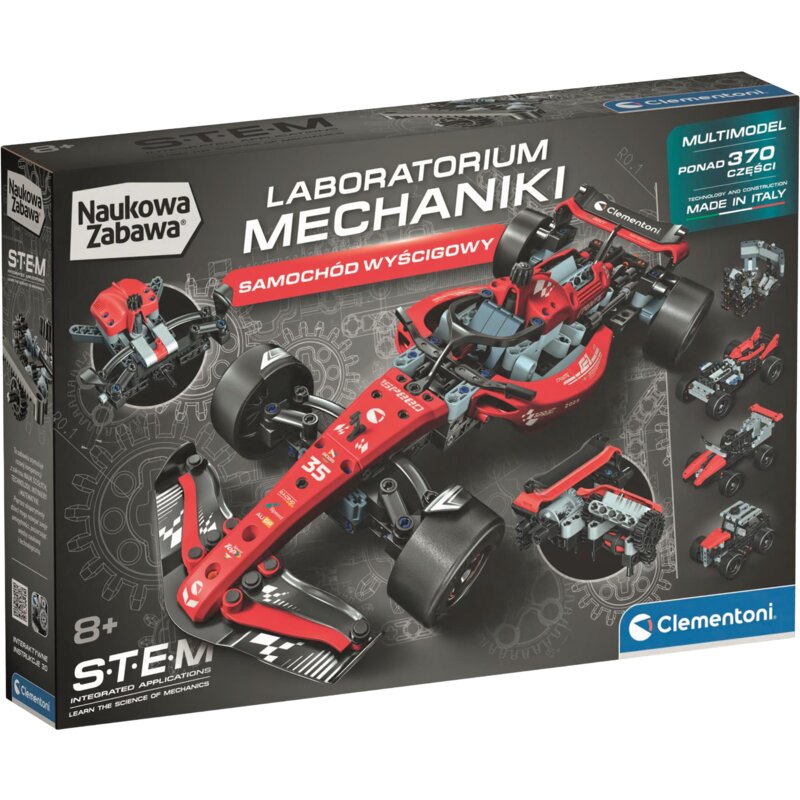 Klocki plastikowe CLEMENTONI Naukowa zabawa Laboratorium mechaniki Samochód wyścigowy 50472