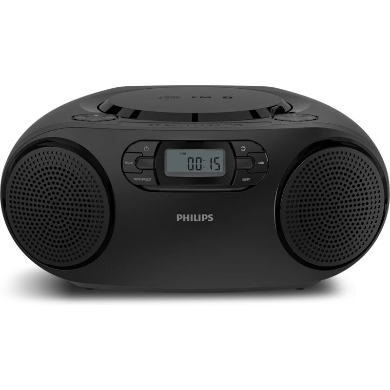 Radioodtwarzacz/Bombox PHILIPS TAZ2000B/10 Czarny, Odtwarzacz CD, CD-R, CD-RW, BT, FM, Wyświetlacz LCD, Zasilanie Bateryjno-Sieciowe