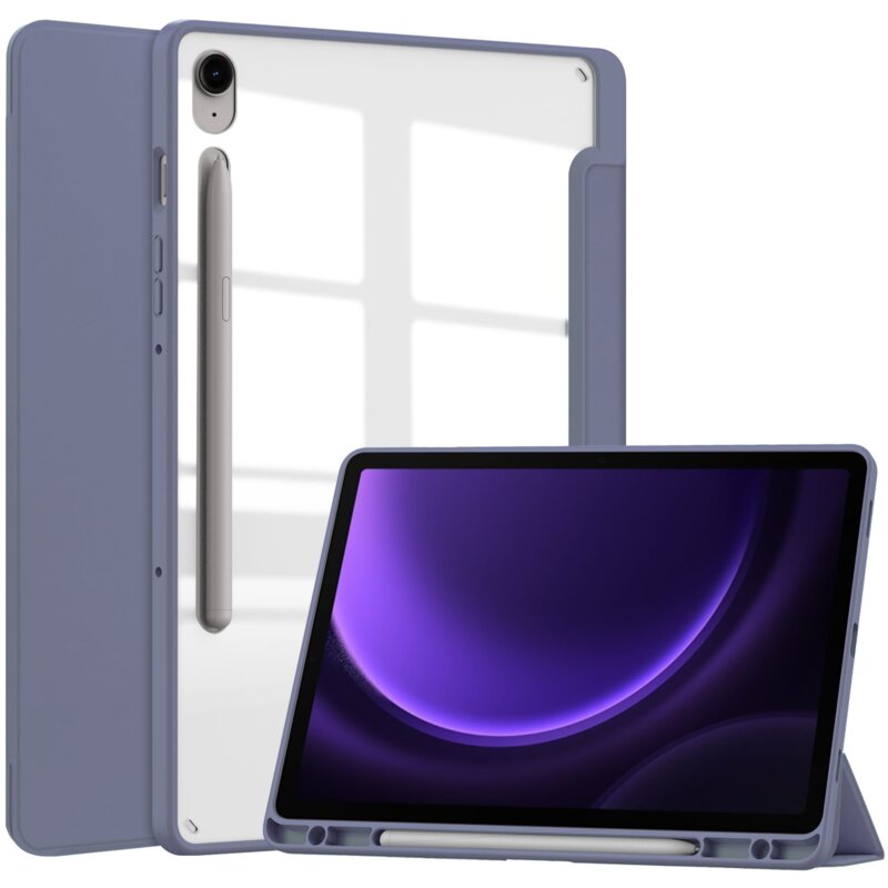 Bizon Case Tab Clear Matt z klapką do Samsung Galaxy Tab S10 Lite / S10 FE / S9 / S9 FE Lawendowy