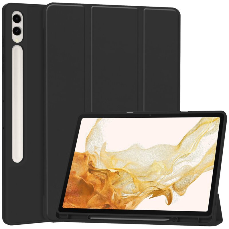 Bizon Case Tab Lizard z klapką do Samsung Galaxy Tab S10 Plus / S9 Plus Czarny