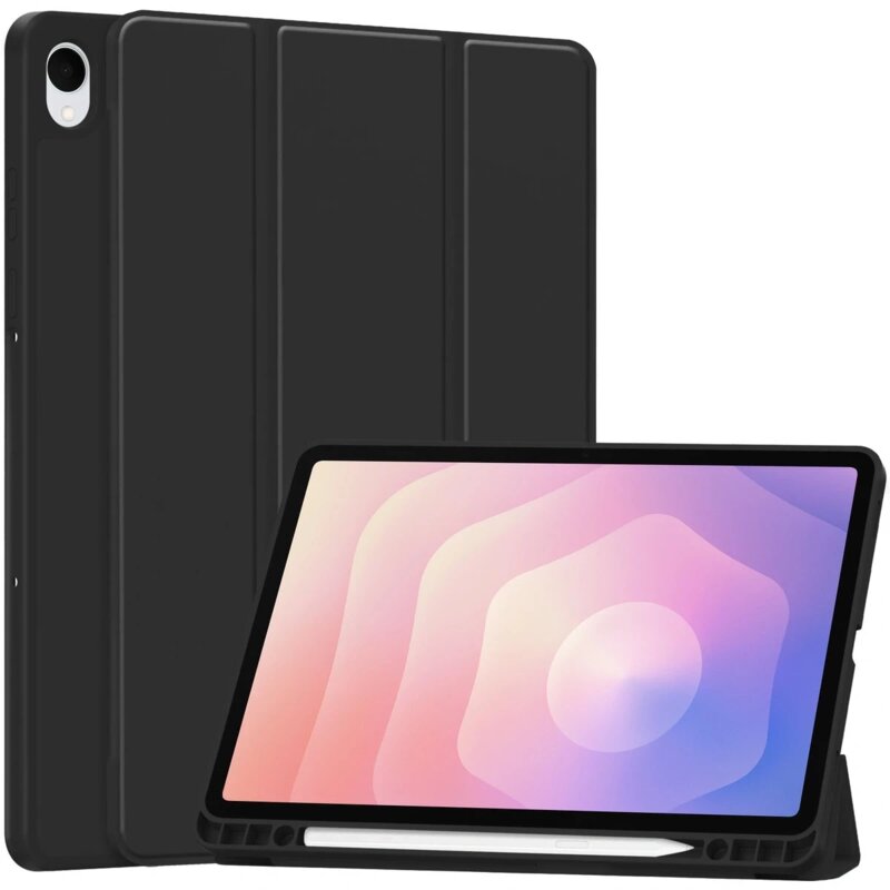 Bizon Case Tab Lizard z klapką do Samsung Galaxy Tab S11 Czarny