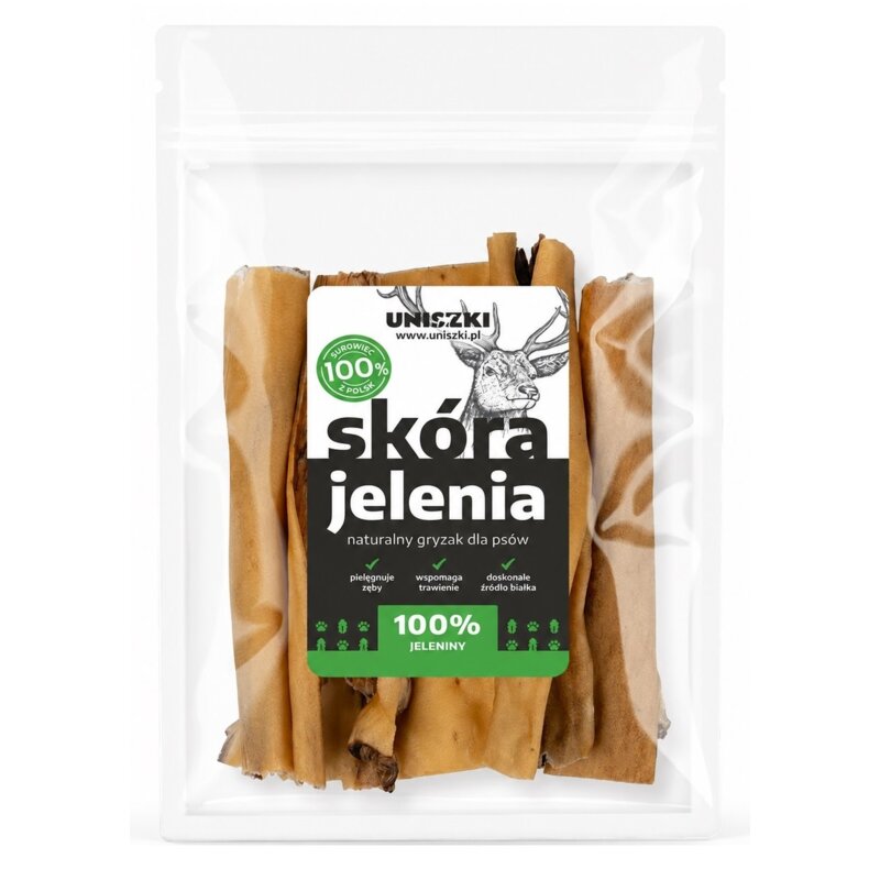 UNISZKI Skóra jelenia Mono - przysmak dla psa - 100g