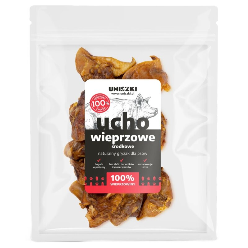 Gryzak dla psa UNISZKI Ucho wieprzowe środkowe 500 g