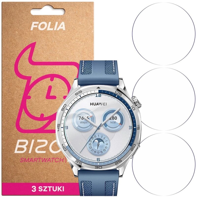 Folia ochronna BIZON Watch Film HydroFlex do Huawei Watch GT 5 46 mm (3 szt.)