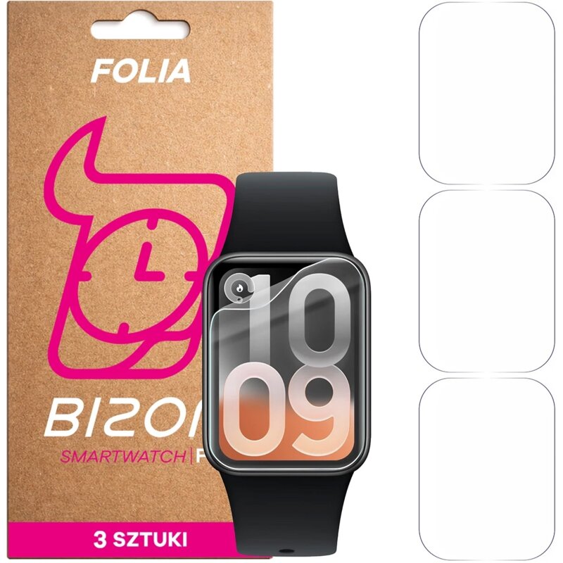 Folia ochronna BIZON Watch Film HydroFlex do Xiaomi Smart Band 10 Pro (3 szt.)