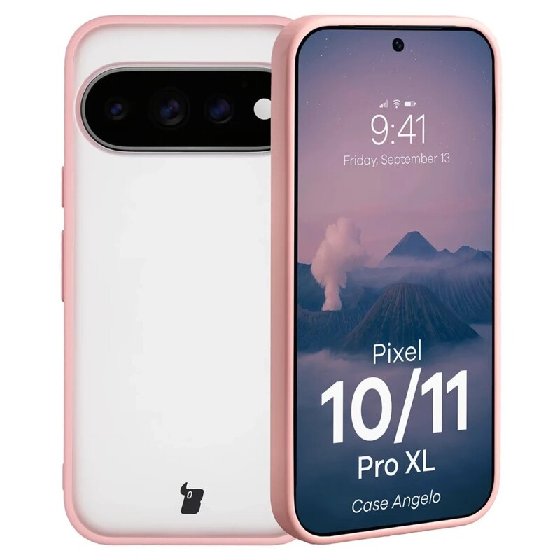 Etui BIZON Case Angelo do Google Pixel 11 Pro XL / 10 Pro XL Przezroczysto-różowy