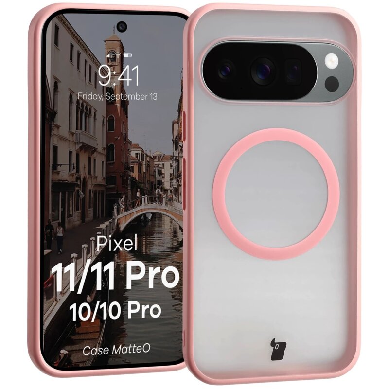 Etui BIZON Case Matteo do Google Pixel 11/11 Pro/10/10 Pro Różowy