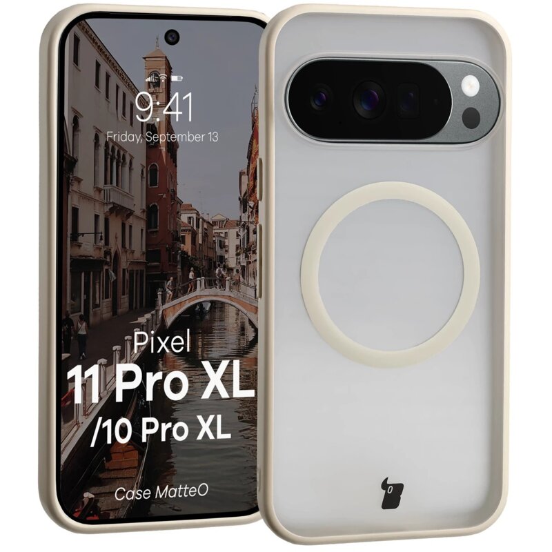 Etui BIZON Case Matteo do Google Pixel 11 Pro XL / 10 Pro XL Przezroczysto-beżowy