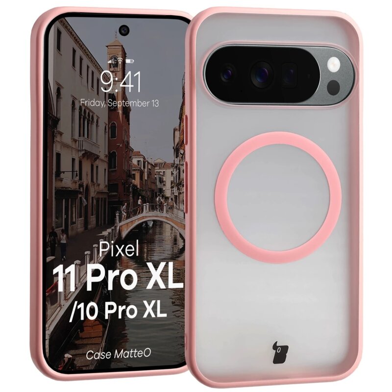 Etui BIZON Case Matteo do Google Pixel 11 Pro XL / 10 Pro XL Przezroczysto-różowy