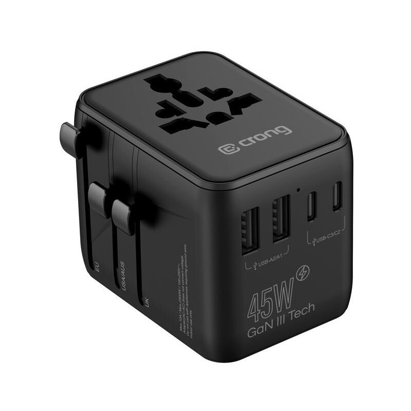 Adapter podróżny CRONG One World Travel Adapter (Globalny) Czarny
