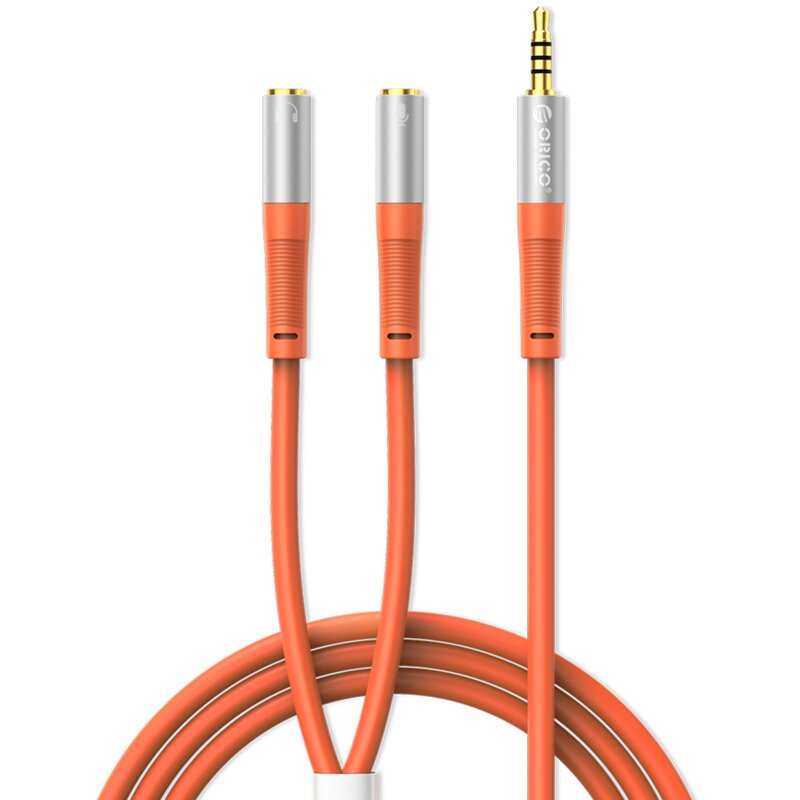 Kabel audio Jack 3.5 mm - 2x Jack 3.5 mm ORICO AX2-10 1 m Pomarańczowy