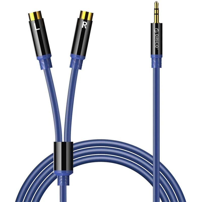 Kabel audio Jack 3.5 mm - 2x RCA ORICO AXRF-20 2 m Niebieski
