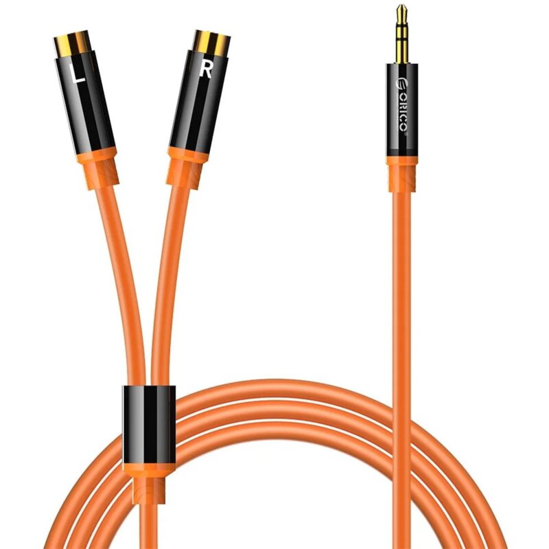 Kabel audio Jack 3.5 mm - 2x RCA ORICO AXRF-30 3 m Pomarańczowy