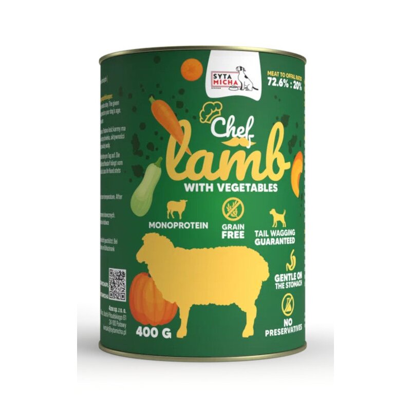 Mokra karma dla psa Syta Micha Adult Jagnięcina monobiałkowa puszka 400g