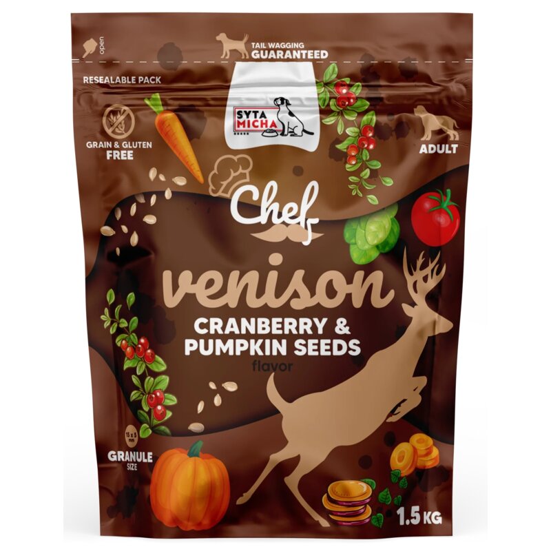 Karma sucha dla psa SYTA MICHA Chef Premium Dziczyzna Żurawina 1.5kg