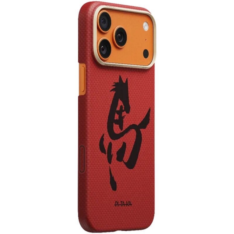 Etui PITAKA Ink Horse Painting MagSafe do Apple iPhone 17 Pro Czerwony
