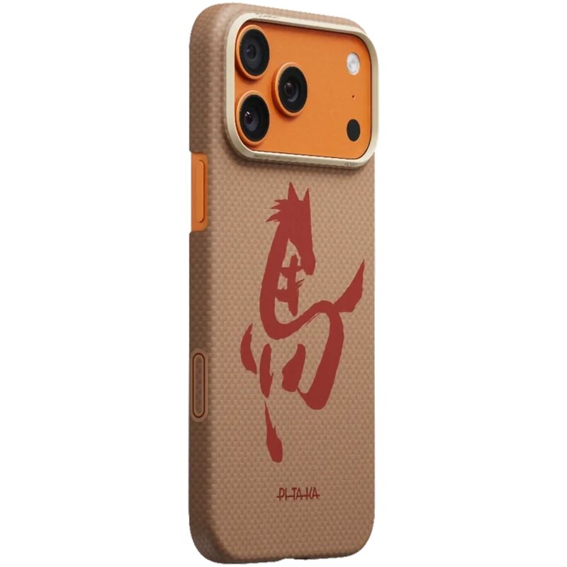 Etui PITAKA Ink Horse Painting MagSafe do Apple iPhone 17 Pro Max Złoty