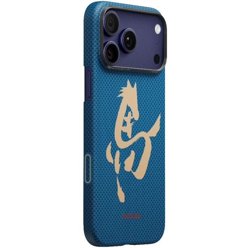 Etui PITAKA Ink Horse Painting MagSafe do Apple iPhone 17 Pro Niebieski