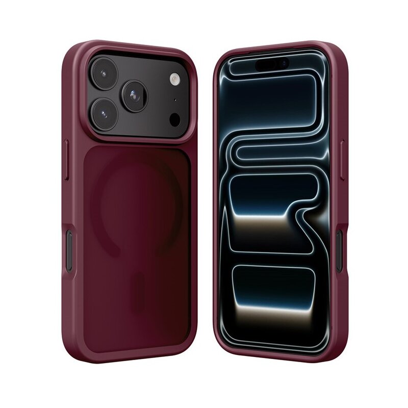 Etui CRONG Hybrid Matte Magnetic MagSafe do Apple iPhone 17 Pro Burgundowy