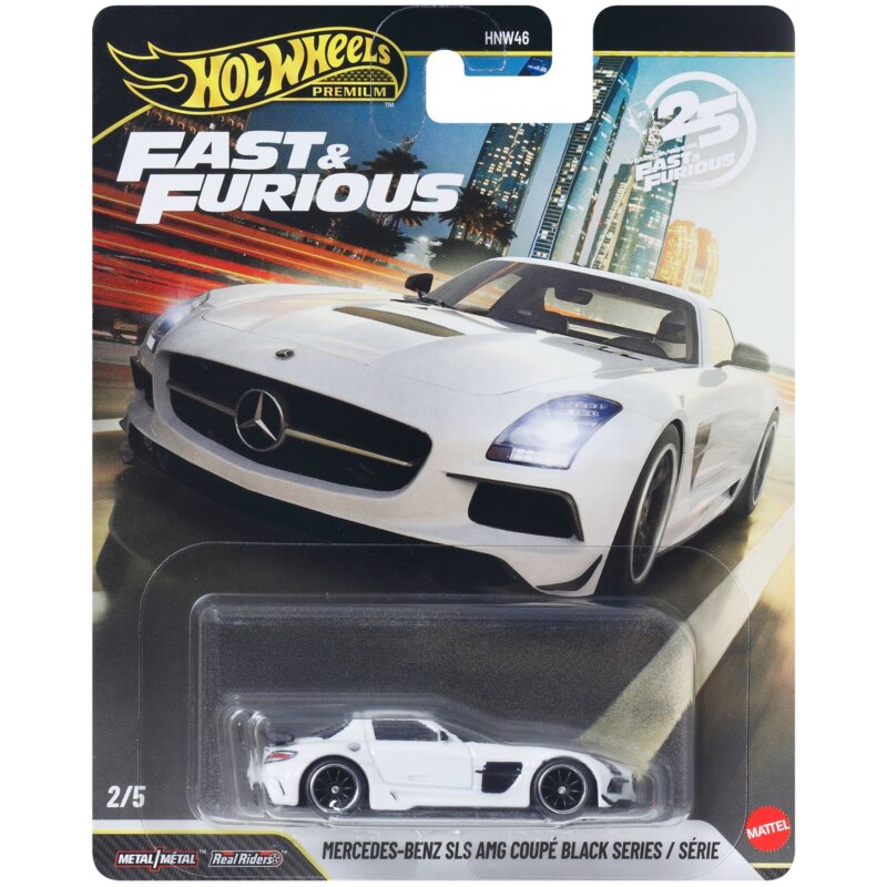 Samochód Hot Wheels Premium Szybcy i wściekli Mercedes Benz AMG SLS Black Series F7 JHW65