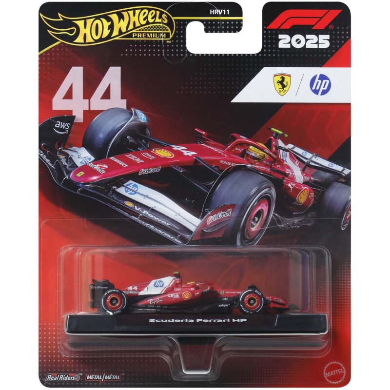 Samochód Hot Wheels Premium Formuła 1 Bolid F1 Ferrari – Lewis Hamilton #44 JKD86