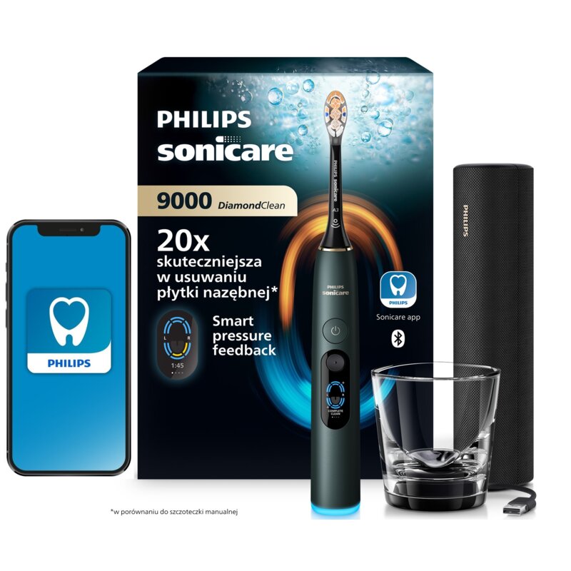Szczoteczka soniczna PHILIPS Sonicare DiamondClean 9000 HX9213/84 Ciemnozielony