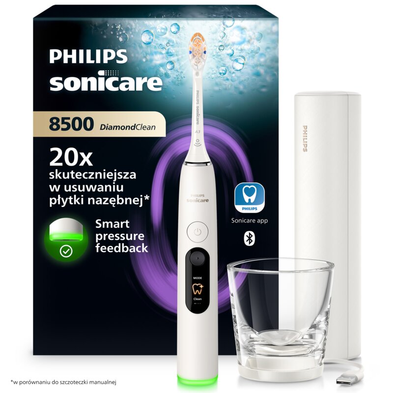 Szczoteczka soniczna PHILIPS Sonicare 8500 DiamondClean HX8513/11 Biały