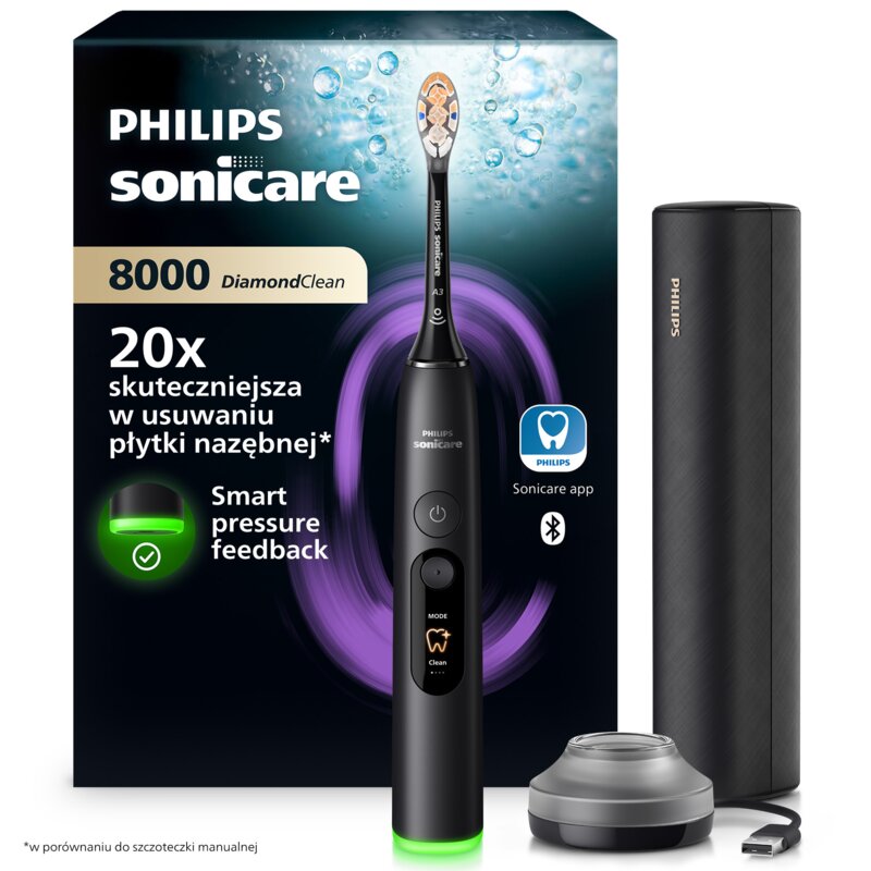 Szczoteczka soniczna PHILIPS Sonicare 8000 DiamondClean HX8311/12 Czarny